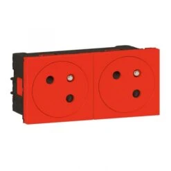 Legrand Double Prise De Courant 2P+T Surface Mosaic Link Raccordement Latéral 4 Modules - Rouge