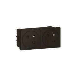 Legrand Double Prise De Courant 2P+T Surface Mosaic Link Raccordement Latéral 4 Modules - Noir Mat