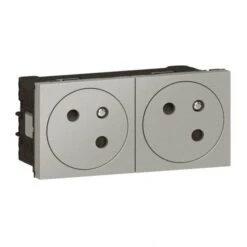 Legrand Double Prise De Courant 2P+T Surface Mosaic Link Raccordement Latéral 4 Modules - Alu