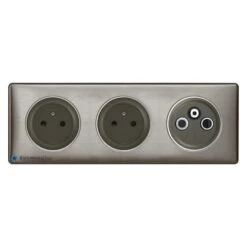 Legrand 2 Prises Surface + TV R SAT Céliane Graphite - Plaque Tungstène