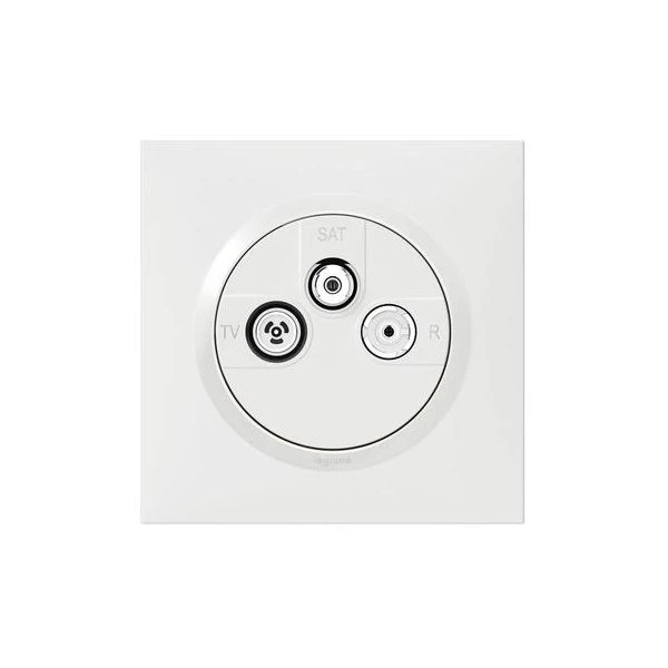 Legrand Prise TV-R-SAT 1 Câble Dooxie One Livré Avec Plaque Carrée Blanche Et Griffes