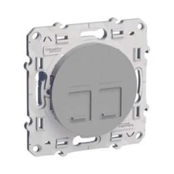 Schneider® Double Prise RJ45 Multimédia Odace - Alu