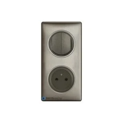 Legrand Double Poussoir + Prise Surface Céliane Graphite - Plaque Tungstène