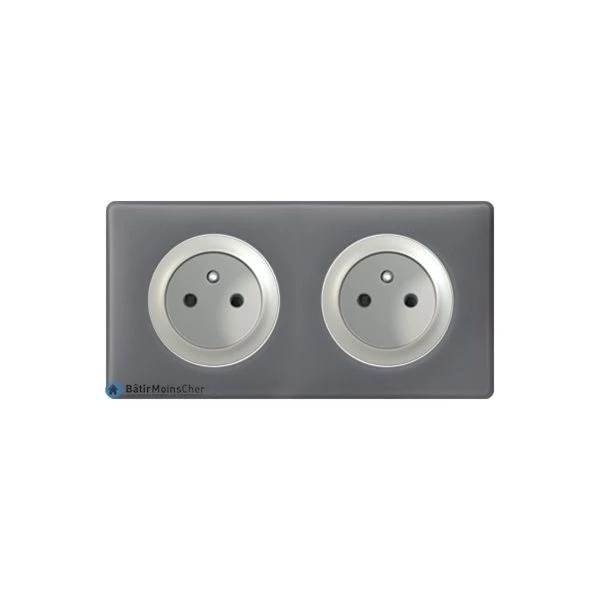 Legrand Double Prise à Puits Céliane Titane - Plaque Schiste