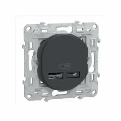 Schneider® Double Chargeur USB A+C Ovalis Anthracite