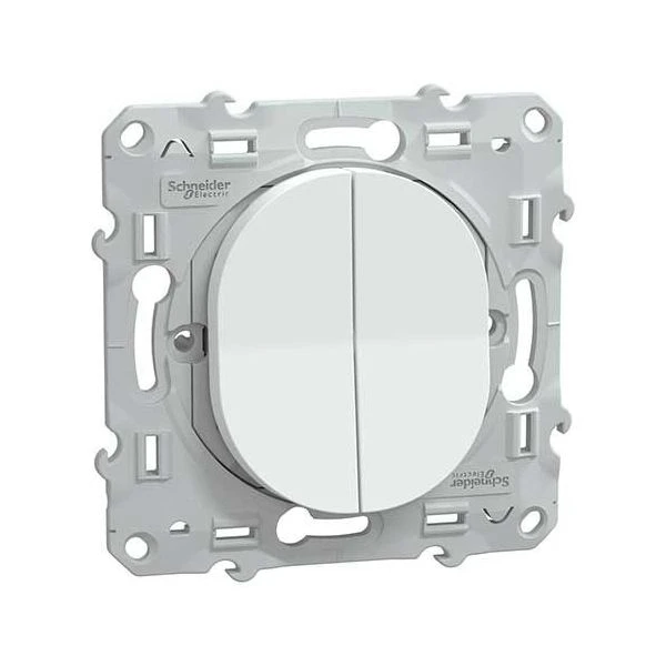 Schneider® Double Poussoir Ovalis Blanc