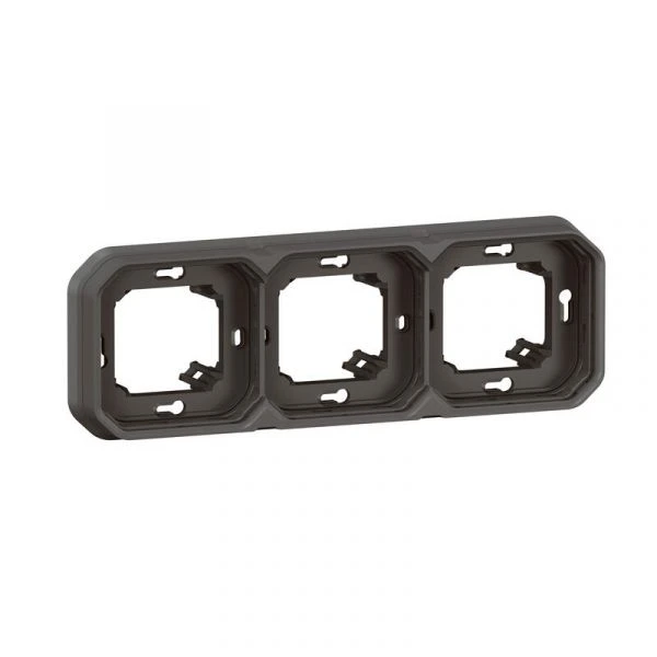 Legrand Support Plaque étanche Pour Montage Encastré 3 Postes Horizontaux Ou Verticaux Plexo - Anthracite