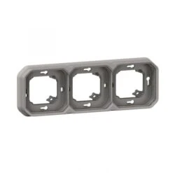 Legrand Support Plaque étanche Pour Montage Encastré 3 Postes Horizontaux Ou Verticaux Plexo - Gris