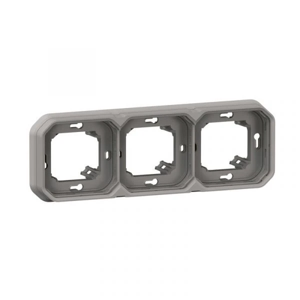 Legrand Support Plaque étanche Pour Montage Encastré 3 Postes Horizontaux Ou Verticaux Plexo - Gris
