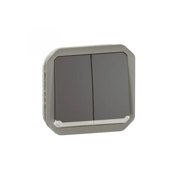 Legrand Commande Double étanche Pour Réaliser 3 Fonctions Lumineuses Plexo IP55 Anthracite