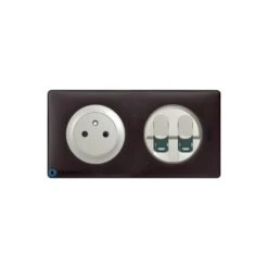 Legrand Prise De Courant + Double RJ45 Céliane Titane - Plaque Basalte