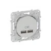 Schneider® Prise Chargeur Double USB Odace - Blanc