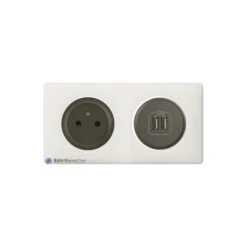 Legrand Prise Surface + Double Chargeur USBCéliane Graphite - Plaque Craie