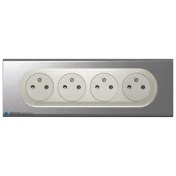 Legrand Quadruple Prise Surface Céliane Titane - Plaque Inox Brossé