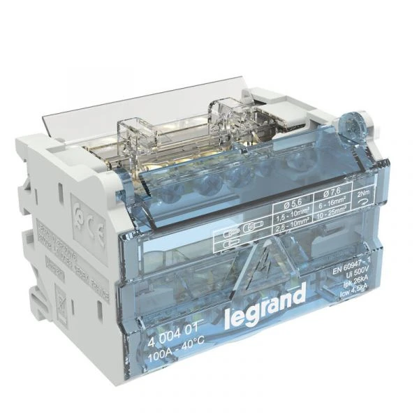 Répartiteur Legrand Bipolaire 100A 6 Départs 4 Modules - 400401